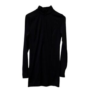 Garage‎ Black Quarter Zip Long Sleeve Mini Dress Mock Neck Thumbholes P/S